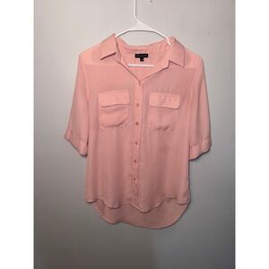 Shinestar Women's Light Pink Short-Sleeve Button-Down